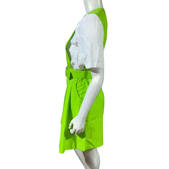 1960s Willy's Influence Lime Green & White Belted Romper Playsuit Lace Mod Go-Go - Picture 2 of 13